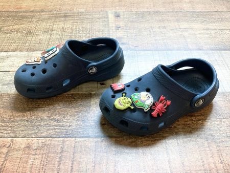 Crocs Navy with Charms Classic Clogs-Size C10 (see notes) Online Hot Sale