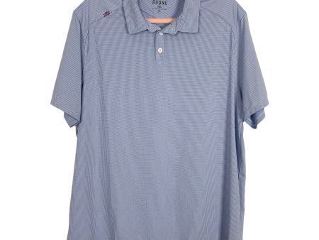 Rhone MEN’S Blue White Tiny Checkered Pattern Polo Shirt- Size XL Cheap