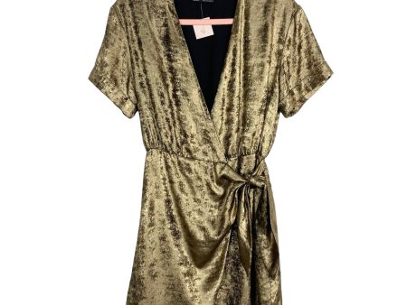 Zara Trf Collection Metallic Gold Faux Wrap Dress- Size S For Discount