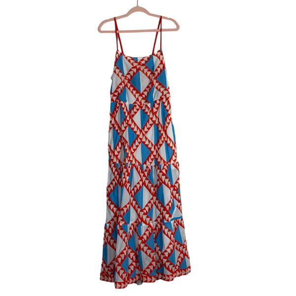 Banjanan Red White Blue Pattern Diamond Patchwork Maxi Dress- Size ~L (see notes, sold out online) Discount