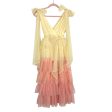 AURA Yellow and Pink Tulle Tiered Belted Dress- Size S Hot on Sale