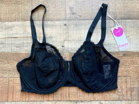 Freya Black Sheer Lace Signature Underwire Plunge Bra NWT- Size 34DDD Online