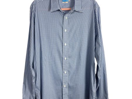 Faherty Men’s Blue White Checkered Dress Shirt- Size L Discount