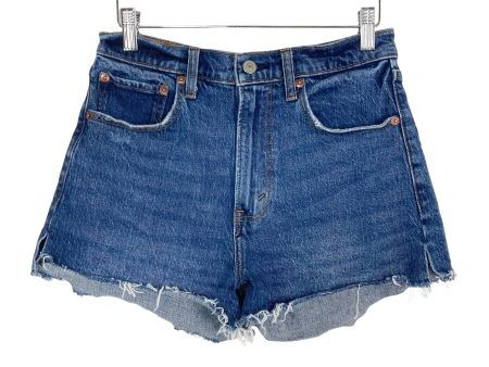 Abercrombie & Fitch High Rise Mom Denim Raw Hem Shorts- Size 26 2 Hot on Sale