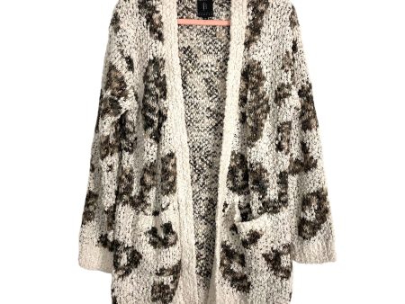 Bobeau Animal Print Open Knit Sweater Cardigan- Size M on Sale