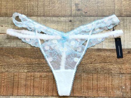 Lounge White Light Blue Fleur Balcony Thong NWT- Size L Cheap