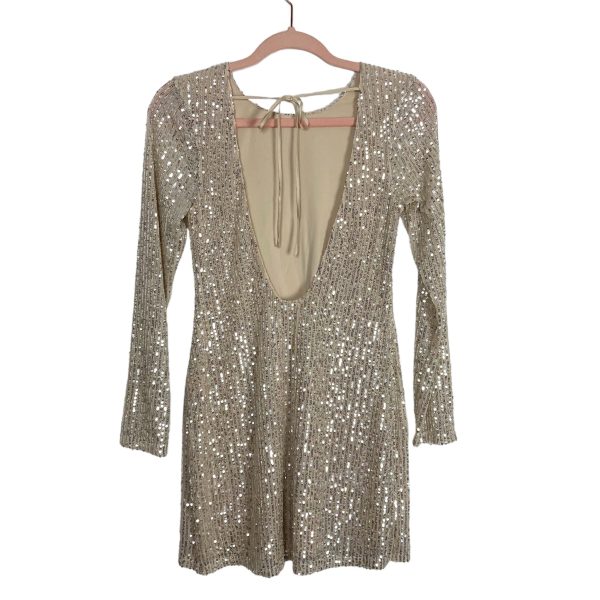 Abercrombie & Fitch Gold Sequins Exposed Back Dress NWT- Size S Petite Hot on Sale