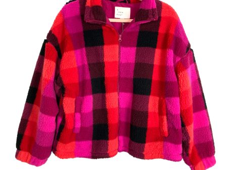 A New Day Pink Plaid Zip Up Fleece Jacket NWT- Size M (sold out online) Supply