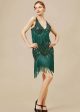 Babeyond Dark Green Beaded Sequin V-Neck Mini Dress NWT- Size XS Fashion