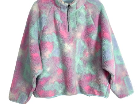 American Eagle Pink Teal Purple Tie Dye Fleece Pullover- Size M Fashion