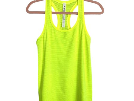 Lululemon Neon Yellow Mesh Striped Racerback Tank- Size 4 Online