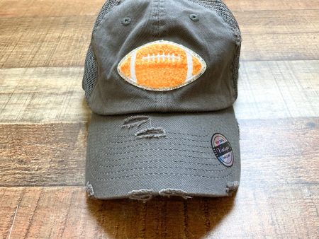 Kbethos Vintage Distressed Gray Football Mesh Back Adjustable Hat NWT- One Size Fits Most Fashion